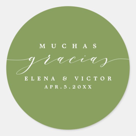 ROND ELÉGANT SCRIPT MUCHAS GRACIAS | MERCI STICKER (Devant)