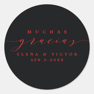 ROND ELÉGANT SCRIPT MUCHAS GRACIAS   MERCI STICKER