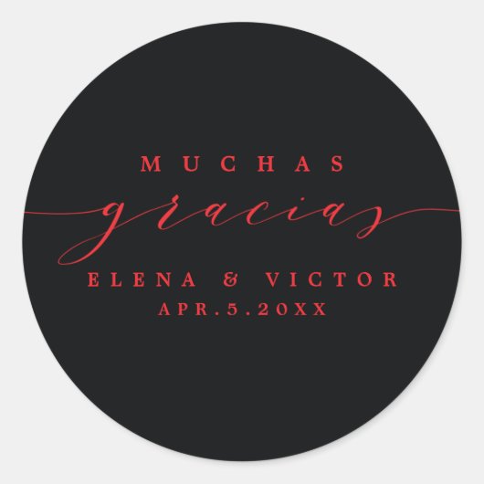 ROND ELÉGANT SCRIPT MUCHAS GRACIAS | MERCI STICKER (Devant)