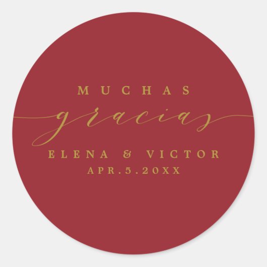 ROND ELÉGANT SCRIPT MUCHAS GRACIAS | MERCI STICKER (Devant)