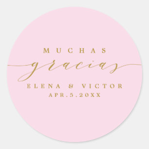 ROND ELÉGANT SCRIPT MUCHAS GRACIAS   MERCI STICKER