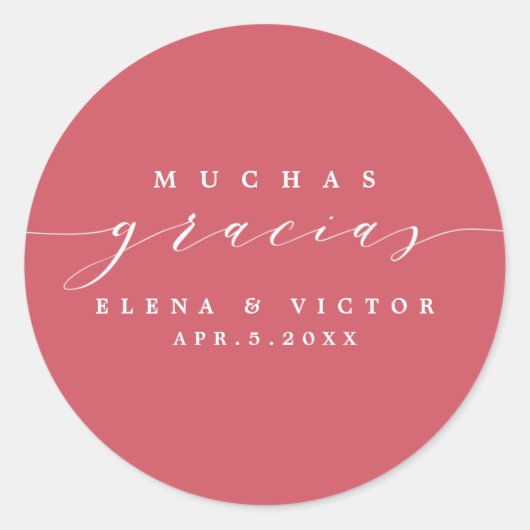 ROND ELÉGANT SCRIPT MUCHAS GRACIAS | MERCI STICKER (Devant)