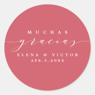 ROND ELÉGANT SCRIPT MUCHAS GRACIAS   MERCI STICKER