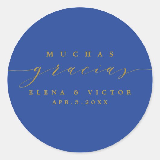 ROND ELÉGANT SCRIPT MUCHAS GRACIAS | MERCI STICKER (Devant)