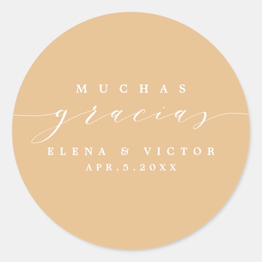 ROND ELÉGANT SCRIPT MUCHAS GRACIAS | MERCI STICKER (Devant)