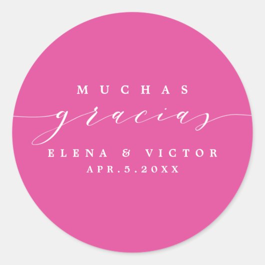 ROND ELÉGANT SCRIPT MUCHAS GRACIAS | MERCI STICKER (Devant)