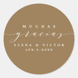 ROND ELÉGANT SCRIPT MUCHAS GRACIAS   MERCI STICKER