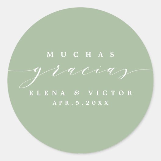 ROND ELÉGANT SCRIPT MUCHAS GRACIAS | MERCI STICKER (Devant)