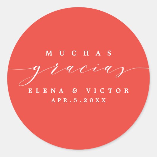 ROND ELÉGANT SCRIPT MUCHAS GRACIAS | MERCI STICKER (Devant)
