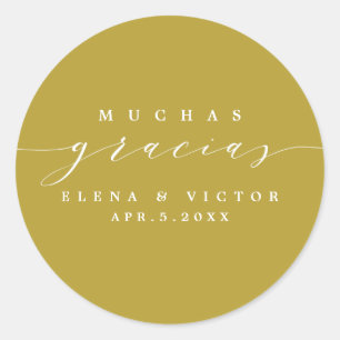 ROND ELÉGANT SCRIPT MUCHAS GRACIAS   MERCI STICKER