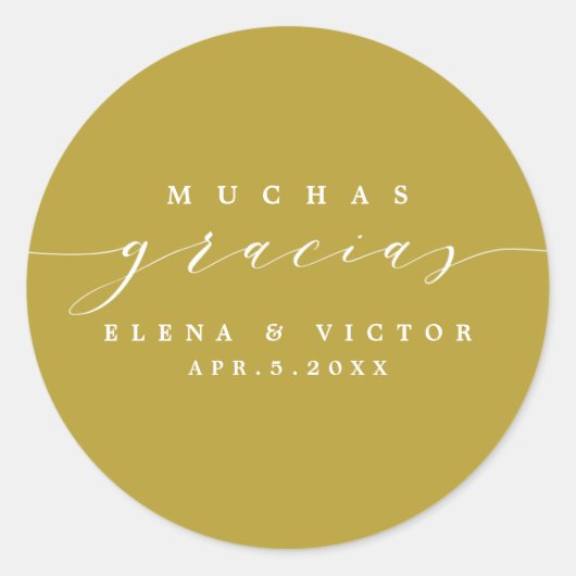 ROND ELÉGANT SCRIPT MUCHAS GRACIAS | MERCI STICKER (Devant)
