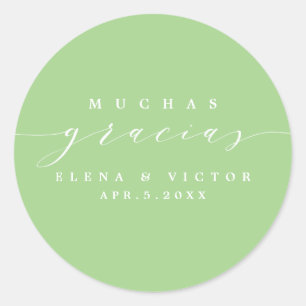 ROND ELÉGANT SCRIPT MUCHAS GRACIAS   MERCI STICKER