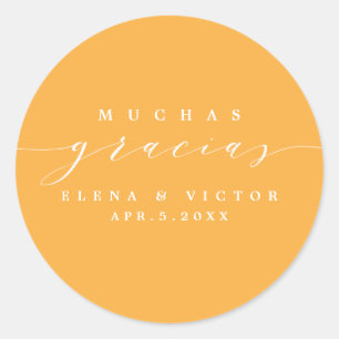 ROND ELÉGANT SCRIPT MUCHAS GRACIAS   MERCI STICKER