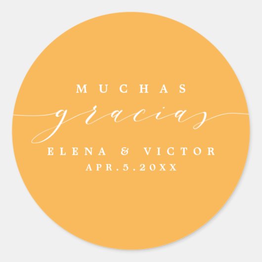 ROND ELÉGANT SCRIPT MUCHAS GRACIAS | MERCI STICKER (Devant)
