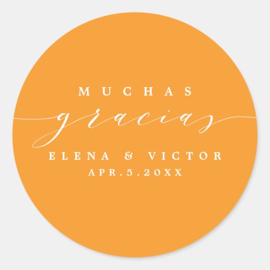 ROND ELÉGANT SCRIPT MUCHAS GRACIAS | MERCI STICKER (Devant)