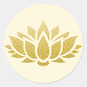 Rond Élégant Sticker Abstrait Lotus Or