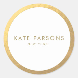 Rond Élégant Sticker Arrondi Bordure Or Classique