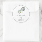 Rond Élégant Sticker Arrondi Mariage Aquarelle Classiqu (Sac)