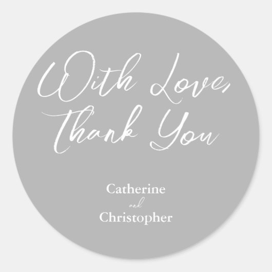 Rond Élégant Sticker "Avec amour, Merci" (Devant)