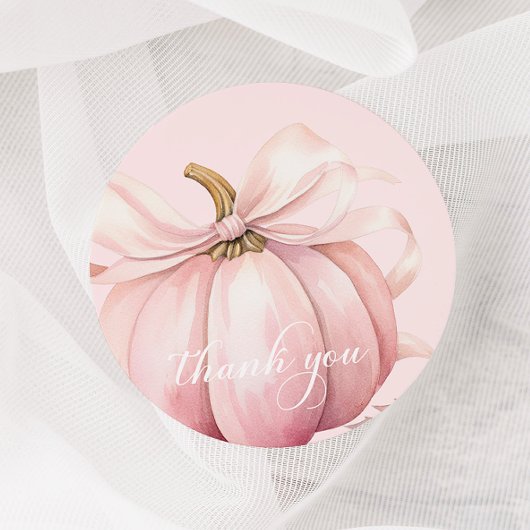 Rond Élégant Sticker Citrouille de Bow rose
