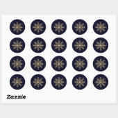 Rond Élégant Sticker de Fête Snowflake (Feuille)