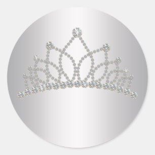 Rond Élégant Sticker Diamond Tiara Princess