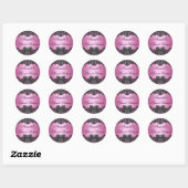 Rond Élégant Sticker en dentelle rose et noire 16 (Feuille)