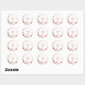 Rond Élégant Sticker Floral Blanc Rose (Feuille)