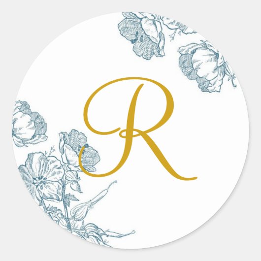 Rond Élégant Sticker Floral Monogram (Devant)