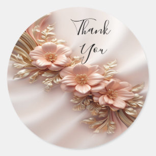 Rond Élégant Sticker Floral Peach Orange
