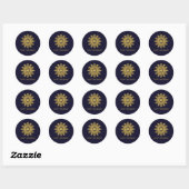 Rond Élégant Sticker Gold Snowflake Holiday (Feuille)