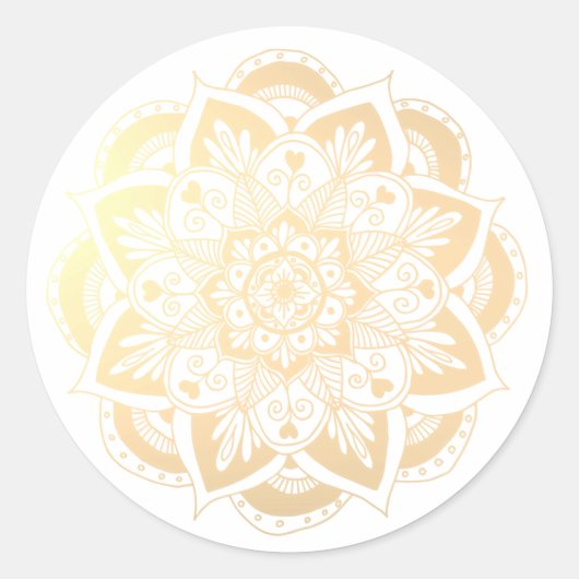 Rond Élégant Sticker Mandala Flower Or (Devant)