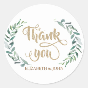 Rond Élégant Sticker Mariage à branche d'olive aquarell