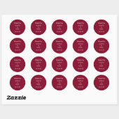Rond Élégant Sticker Mariage Bourgogne (Feuille)