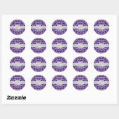 Rond Élégant Sticker Mariage de monogramme pourpre (Feuille)
