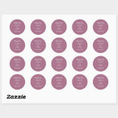 Rond Élégant Sticker Mariage Mauve (Feuille)