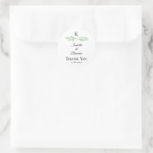 Rond Élégant Sticker Mariage Monogram Greenery (Sac)