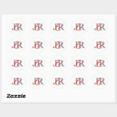 Rond Élégant Sticker Mariage Monogramme moderne (Feuille)
