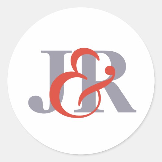 Rond Élégant Sticker Mariage Monogramme moderne (Devant)