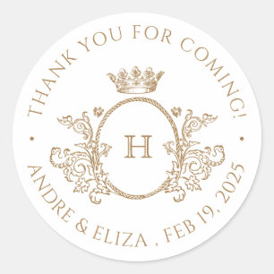 Rond Élégant Sticker Mariage Monogramme Or Antique