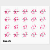 Rond Élégant Sticker Mariage rose framboise Monogramme (Feuille)