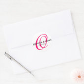 Rond Élégant Sticker Mariage rose framboise Monogramme (Enveloppe)