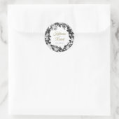 Rond Élégant Sticker Mariage Roses Noir Et Blanc (Sac)