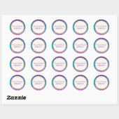 Rond Élégant Sticker Mariage Turquoise violet or (Feuille)