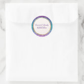 Rond Élégant Sticker Mariage Turquoise violet or (Sac)