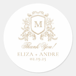 Rond Élégant Sticker Monogram Mariage Classic Round