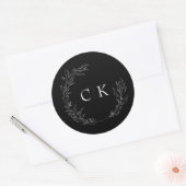 Rond Élégant Sticker Monogram Mariage Classic Round (Enveloppe)