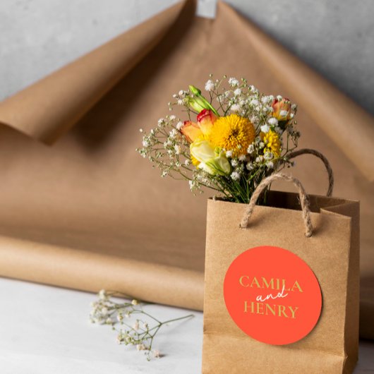 Rond Élégant Sticker Monogram Mariage Classic Round