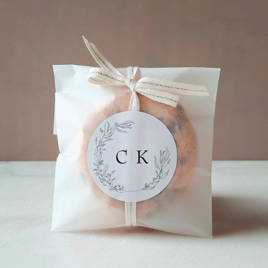 Rond Élégant Sticker Monogram Mariage Classic Round