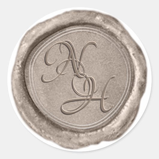 Rond Élégant Sticker Monogramme de cire d'or de champag (Devant)